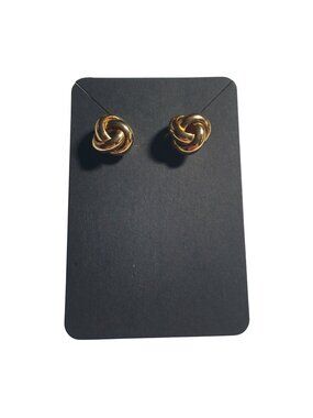 Gold Tone Knot Stud Earrings Elegant Simple Design Classic Jewelry Women Gift